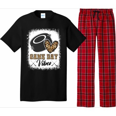 Bleached Ice Hockey Game Day Vibes Leopard Game Day Gift Pajama Set