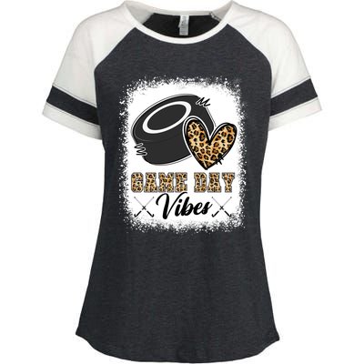 Bleached Ice Hockey Game Day Vibes Leopard Game Day Gift Enza Ladies Jersey Colorblock Tee