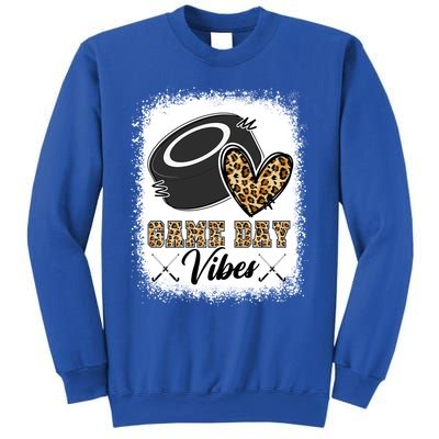 Bleached Ice Hockey Game Day Vibes Leopard Game Day Gift Sweatshirt