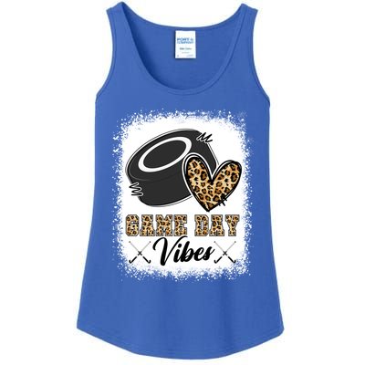 Bleached Ice Hockey Game Day Vibes Leopard Game Day Gift Ladies Essential Tank