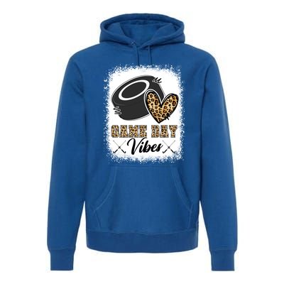 Bleached Ice Hockey Game Day Vibes Leopard Game Day Gift Premium Hoodie