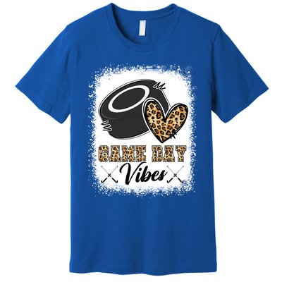 Bleached Ice Hockey Game Day Vibes Leopard Game Day Gift Premium T-Shirt