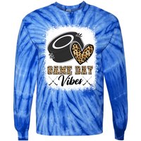 Bleached Ice Hockey Game Day Vibes Leopard Game Day Gift Tie-Dye Long Sleeve Shirt