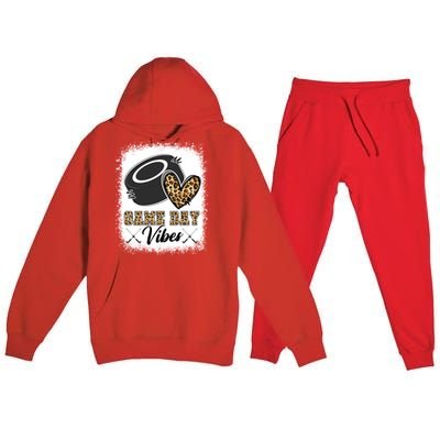 Bleached Ice Hockey Game Day Vibes Leopard Game Day Gift Premium Hooded Sweatsuit Set