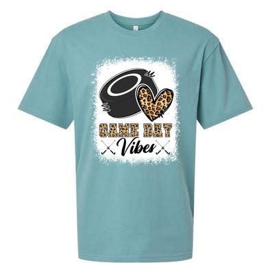 Bleached Ice Hockey Game Day Vibes Leopard Game Day Gift Sueded Cloud Jersey T-Shirt