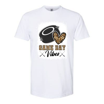 Bleached Ice Hockey Game Day Vibes Leopard Game Day Gift Softstyle CVC T-Shirt