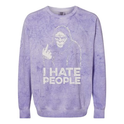 Bigfoot I Hate People Sasquatch Middle Finger Colorblast Crewneck Sweatshirt