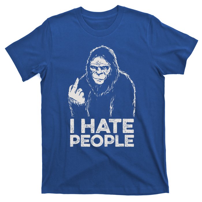 Bigfoot I Hate People Sasquatch Middle Finger T-Shirt