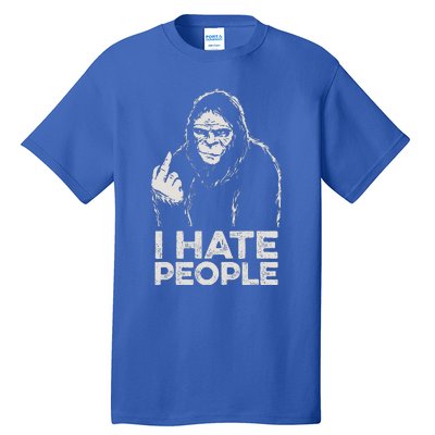 Bigfoot I Hate People Sasquatch Middle Finger Tall T-Shirt