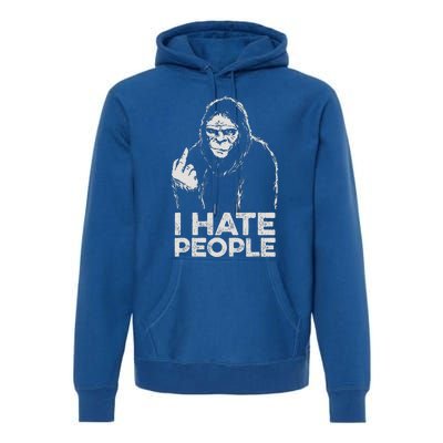 Bigfoot I Hate People Sasquatch Middle Finger Premium Hoodie