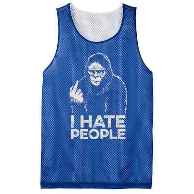 Bigfoot I Hate People Sasquatch Middle Finger Mesh Reversible Basketball Jersey Tank