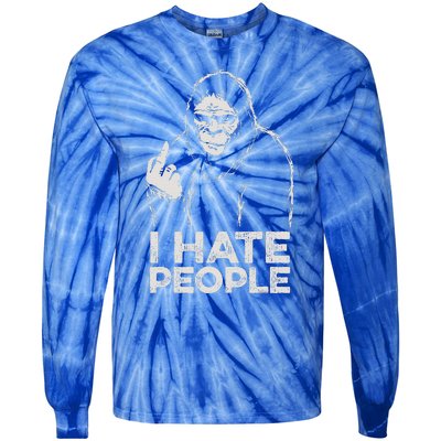 Bigfoot I Hate People Sasquatch Middle Finger Tie-Dye Long Sleeve Shirt