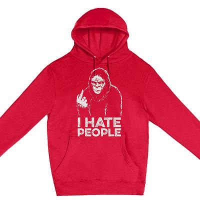 Bigfoot I Hate People Sasquatch Middle Finger Premium Pullover Hoodie