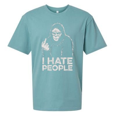 Bigfoot I Hate People Sasquatch Middle Finger Sueded Cloud Jersey T-Shirt