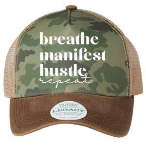 Breathe Ifest Hustle Repeat Mindfulness Self Love Yoga Gift Legacy Tie Dye Trucker Hat