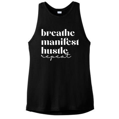 Breathe Ifest Hustle Repeat Mindfulness Self Love Yoga Gift Ladies PosiCharge Tri-Blend Wicking Tank