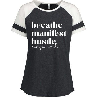 Breathe Ifest Hustle Repeat Mindfulness Self Love Yoga Gift Enza Ladies Jersey Colorblock Tee