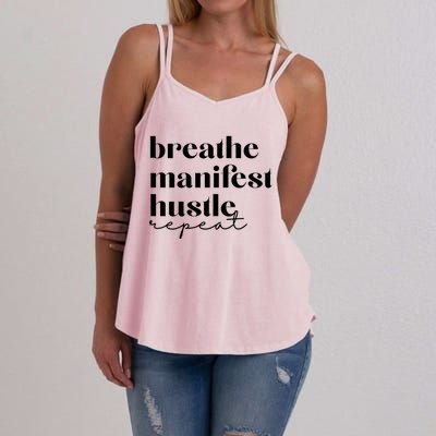 Breathe Ifest Hustle Repeat Mindfulness Self Love Yoga Gift Women's Strappy Tank