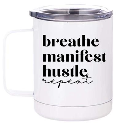 Breathe Ifest Hustle Repeat Mindfulness Self Love Yoga Gift 12 oz Stainless Steel Tumbler Cup