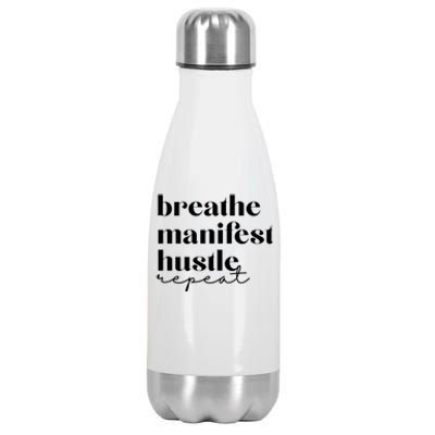 Breathe Ifest Hustle Repeat Mindfulness Self Love Yoga Gift Stainless Steel Insulated Water Bottle