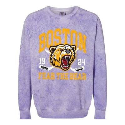 Boston Ice Hockey Fear The Bear Colorblast Crewneck Sweatshirt