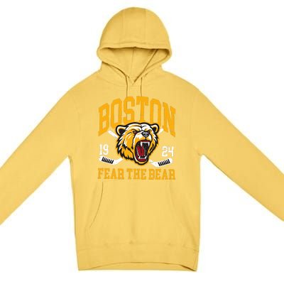 Boston Ice Hockey Fear The Bear Premium Pullover Hoodie