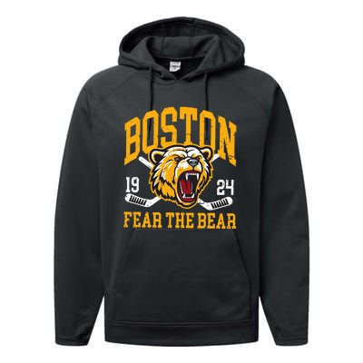 Boston Ice Hockey Fear The Bear Performance Fleece Hoodie