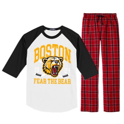 Boston Ice Hockey Fear The Bear Raglan Sleeve Pajama Set