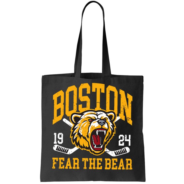 Boston Ice Hockey Fear The Bear Tote Bag