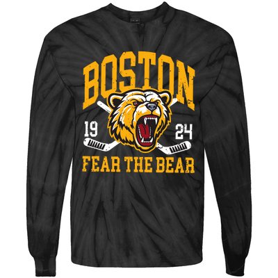 Boston Ice Hockey Fear The Bear Tie-Dye Long Sleeve Shirt