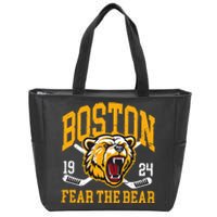 Boston Ice Hockey Fear The Bear Zip Tote Bag