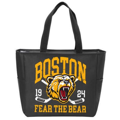 Boston Ice Hockey Fear The Bear Zip Tote Bag