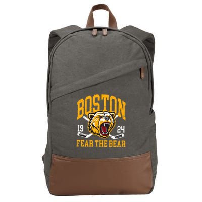 Boston Ice Hockey Fear The Bear Cotton Canvas Backpack