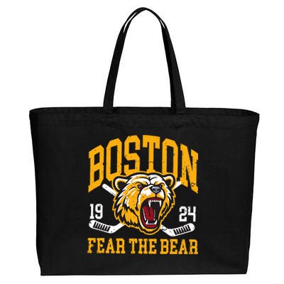 Boston Ice Hockey Fear The Bear Cotton Canvas Jumbo Tote