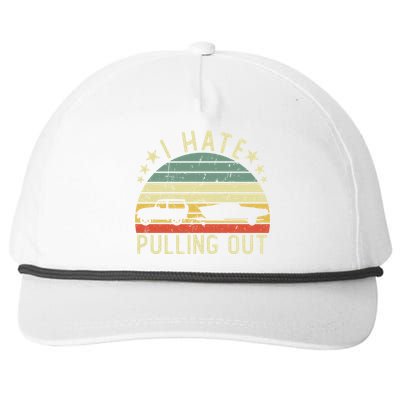 Boat I Hate Pulling Out Retro Boating Captain Motorboat Gift Snapback Five-Panel Rope Hat