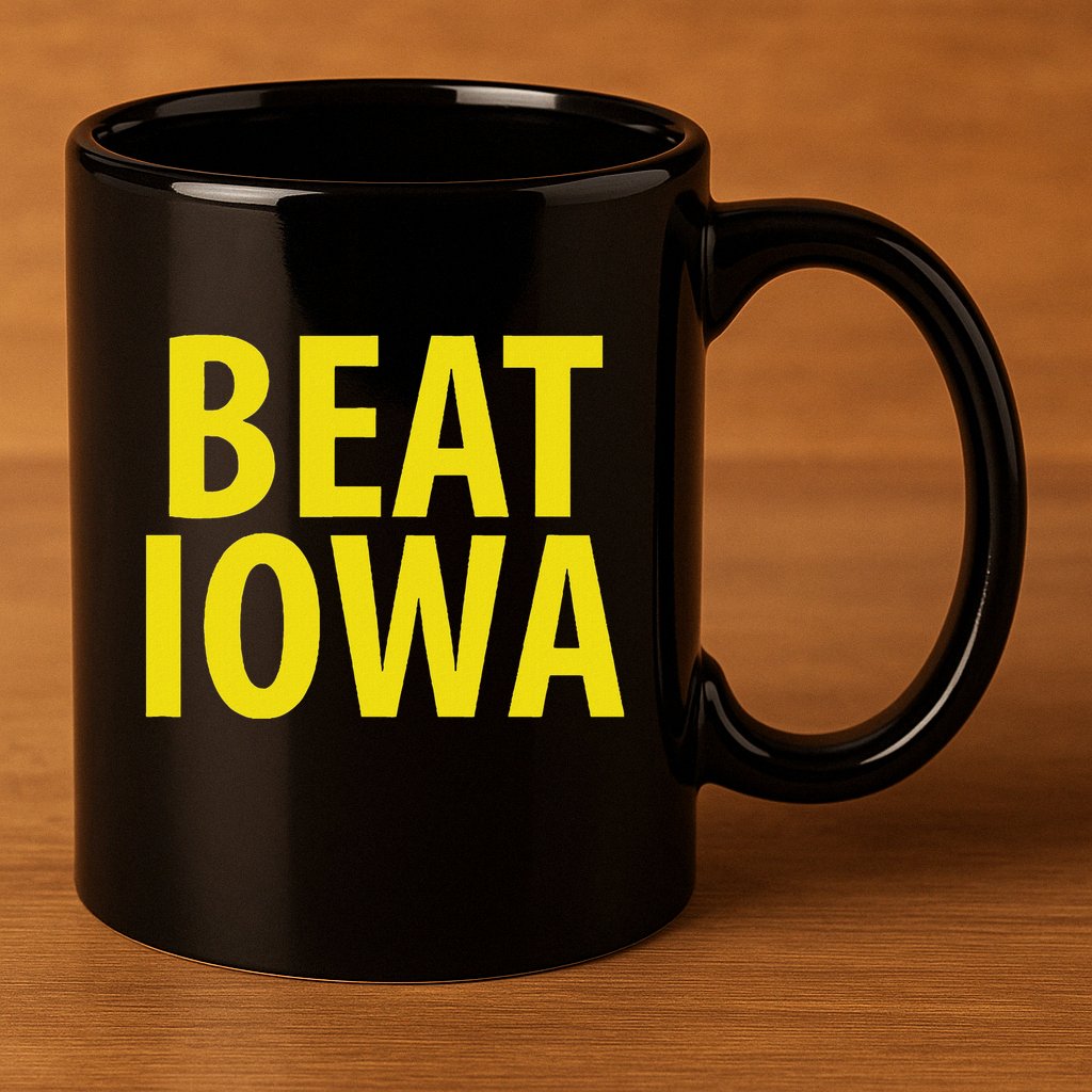 Beat Iowa House Divided State Of Ia 11oz C Handle Ceramic Mug