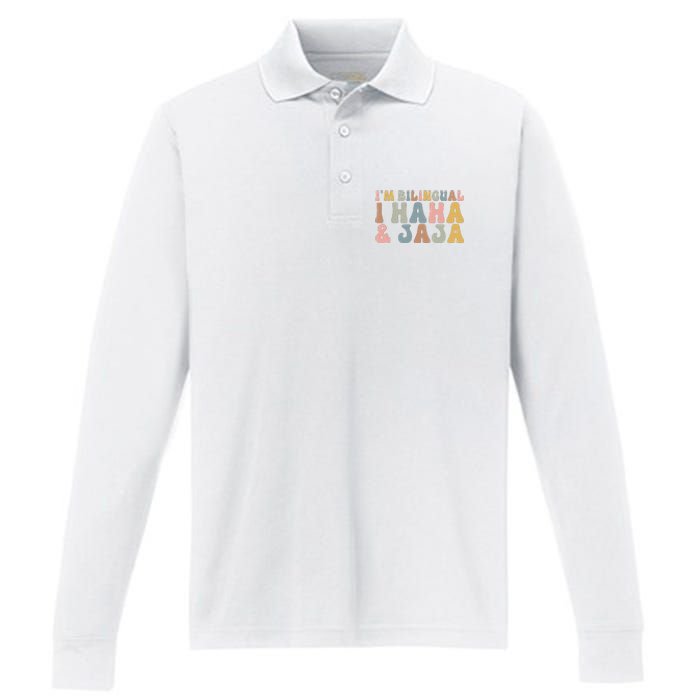 Bilingual I Haha And Jaja Sarcastic Spanish Teacher Performance Long Sleeve Polo