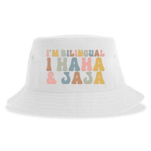 Bilingual I Haha And Jaja Sarcastic Spanish Teacher Sustainable Bucket Hat