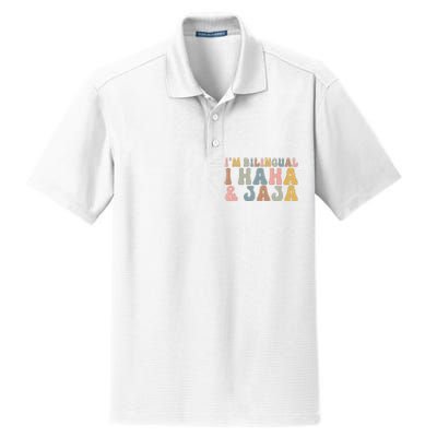 Bilingual I Haha And Jaja Sarcastic Spanish Teacher Dry Zone Grid Polo