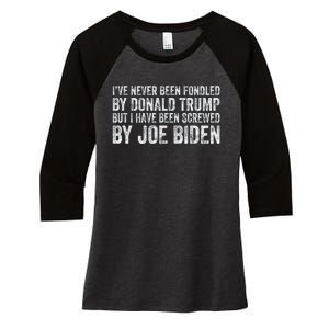 But I Have Been Screwed By Joe Biden Women's Tri-Blend 3/4-Sleeve Raglan Shirt