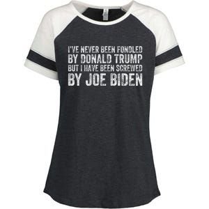 But I Have Been Screwed By Joe Biden Enza Ladies Jersey Colorblock Tee