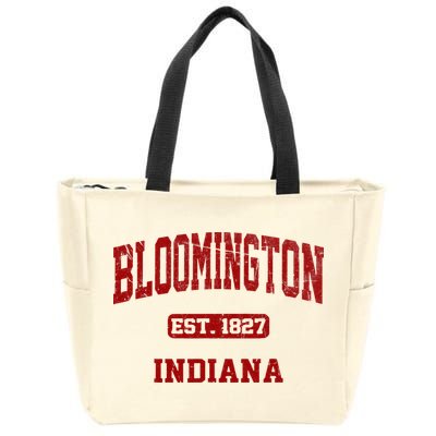 Bloomington Indiana IN Vintage State Athletic Style Zip Tote Bag