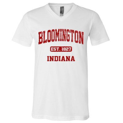 Bloomington Indiana IN Vintage State Athletic Style V-Neck T-Shirt