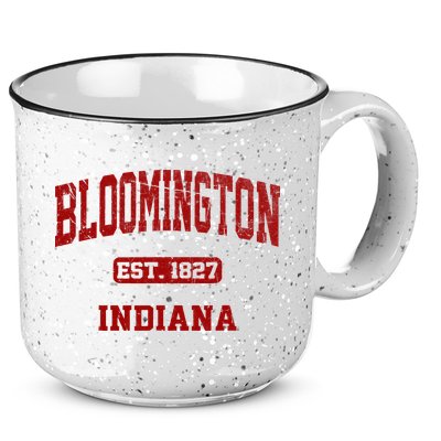 Bloomington Indiana IN Vintage State Athletic Style 15oz Campfire Ceramic Mug