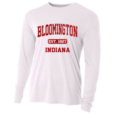 Bloomington Indiana IN Vintage State Athletic Style Cooling Performance Long Sleeve Crew