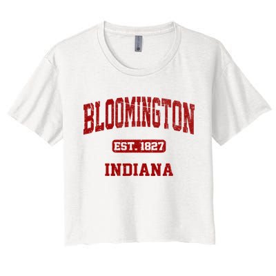Bloomington Indiana IN Vintage State Athletic Style Women's Crop Top Tee