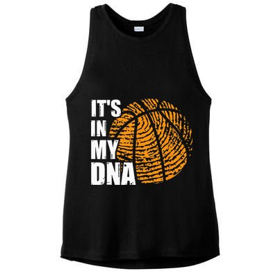 Basketball Its In My DNA Fingerprint Funny Basketball Ladies PosiCharge Tri-Blend Wicking Tank