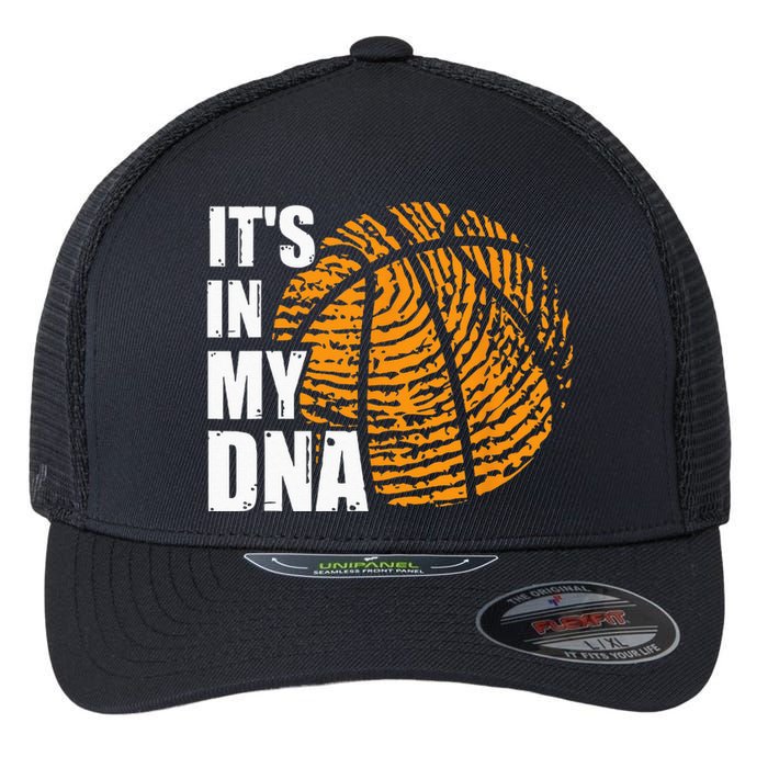 Basketball Its In My DNA Fingerprint Funny Basketball Flexfit Unipanel Trucker Cap