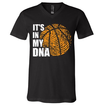 Basketball Its In My DNA Fingerprint Funny Basketball V-Neck T-Shirt