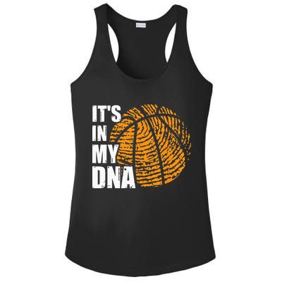 Basketball Its In My DNA Fingerprint Funny Basketball Ladies PosiCharge Competitor Racerback Tank